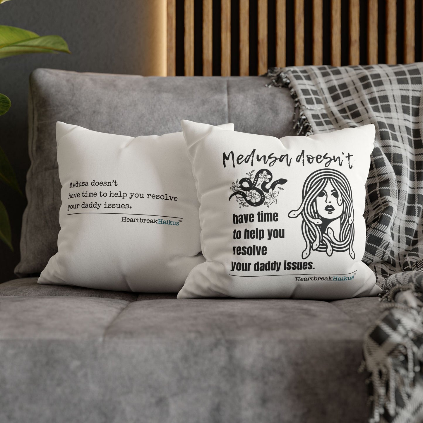 Medusa and Your Daddy Haiku - Faux Suede Square Pillowcase