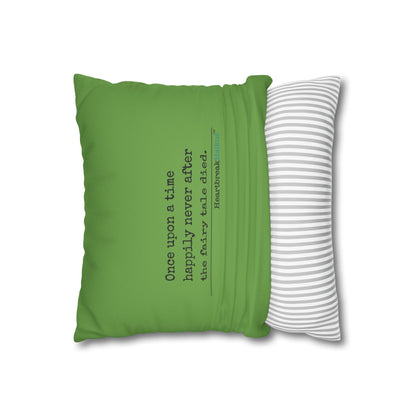 The Fairy Tale Died Haiku - Faux Suede Square Pillowcase (in Wicked Green)