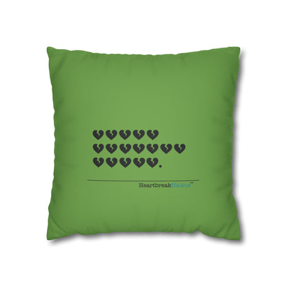 Hieroglyph Heartbreak Haiku - Faux Suede Square Pillowcase (in Wicked Green/Grinch Green)