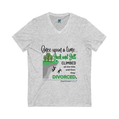 Jack and Jill Divorced Haiku - Unisex Jersey Short Sleeve V-Neck Tee