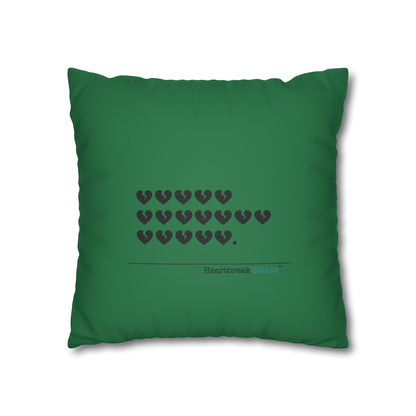 Hieroglyph Heartbreak Haiku - Faux Suede Square Pillowcase (in Evergreen)