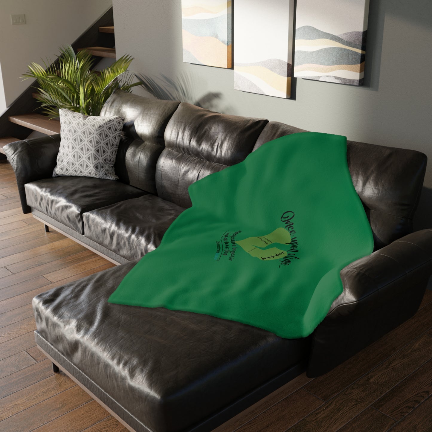 A Lonely Creature Begged Frankenstein Haiku - Plush Throw Blanket (in Monster Green)