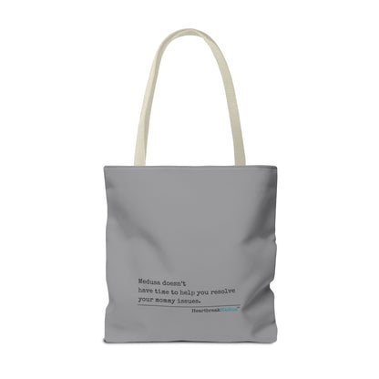 Medusa and Your Mommy Haiku - Tote Bag (Dual-sided print in Stone Grey)