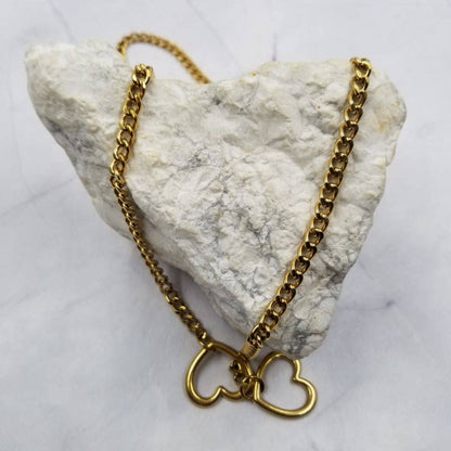 Cuban-Link Double-Heart Toggle Necklace