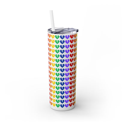 Only Hearts - Skinny Tumbler with Eco-Friendly, Reusable, Matching Straw, 20oz (Rainbow Heartbreak Collection)