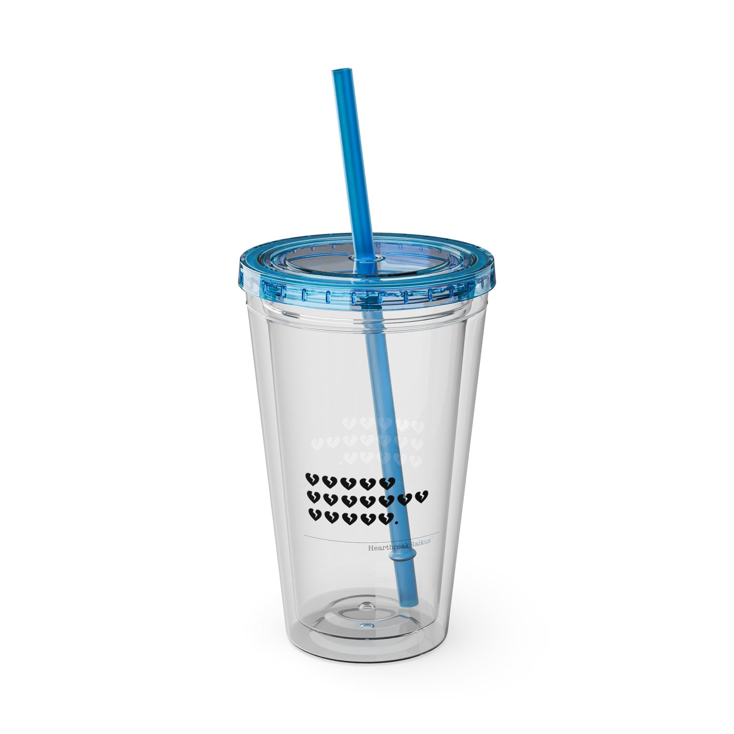 Hieroglyph Heartbreak Haiku - Sunsplash Tumbler with Straw, 16oz