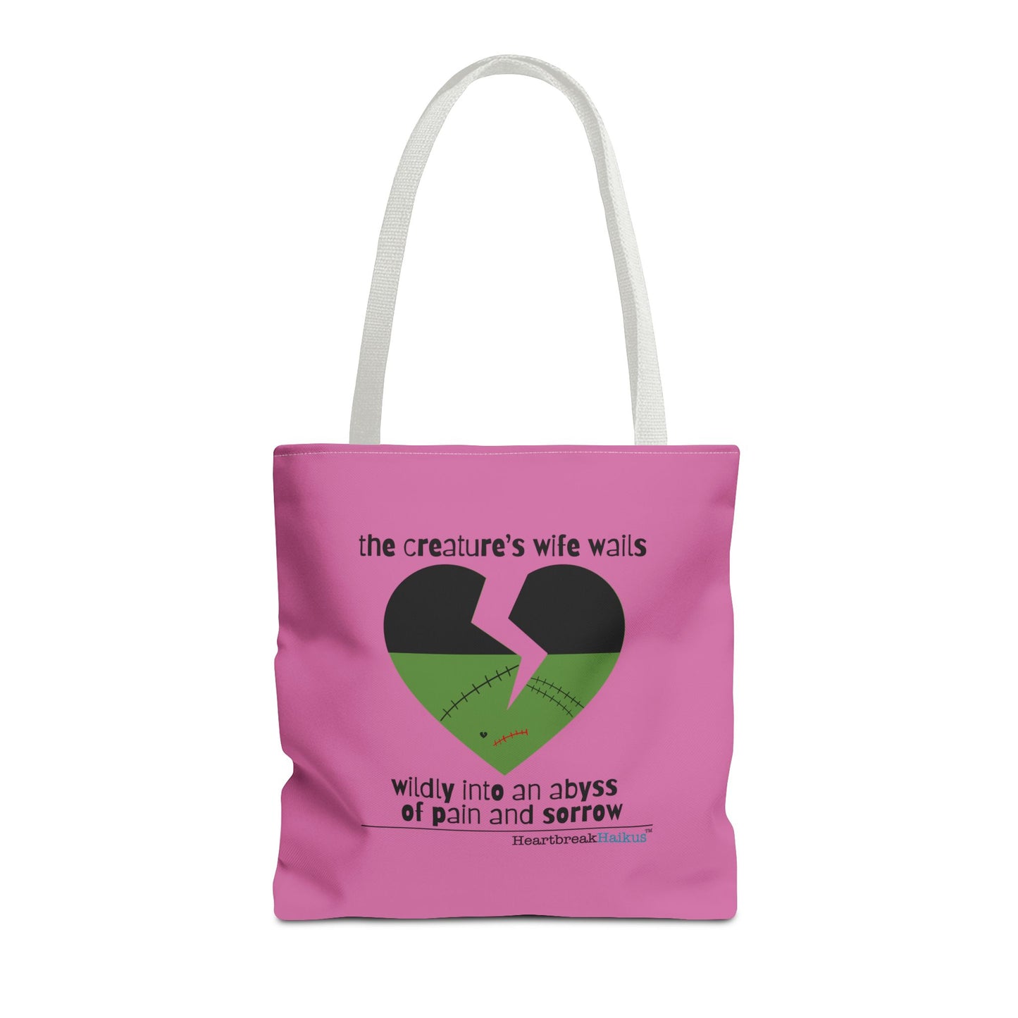 The Creature's Wife Wails Wildly Frankenstein Haiku - Tote Bag (dual-sided print in Candy Pink)