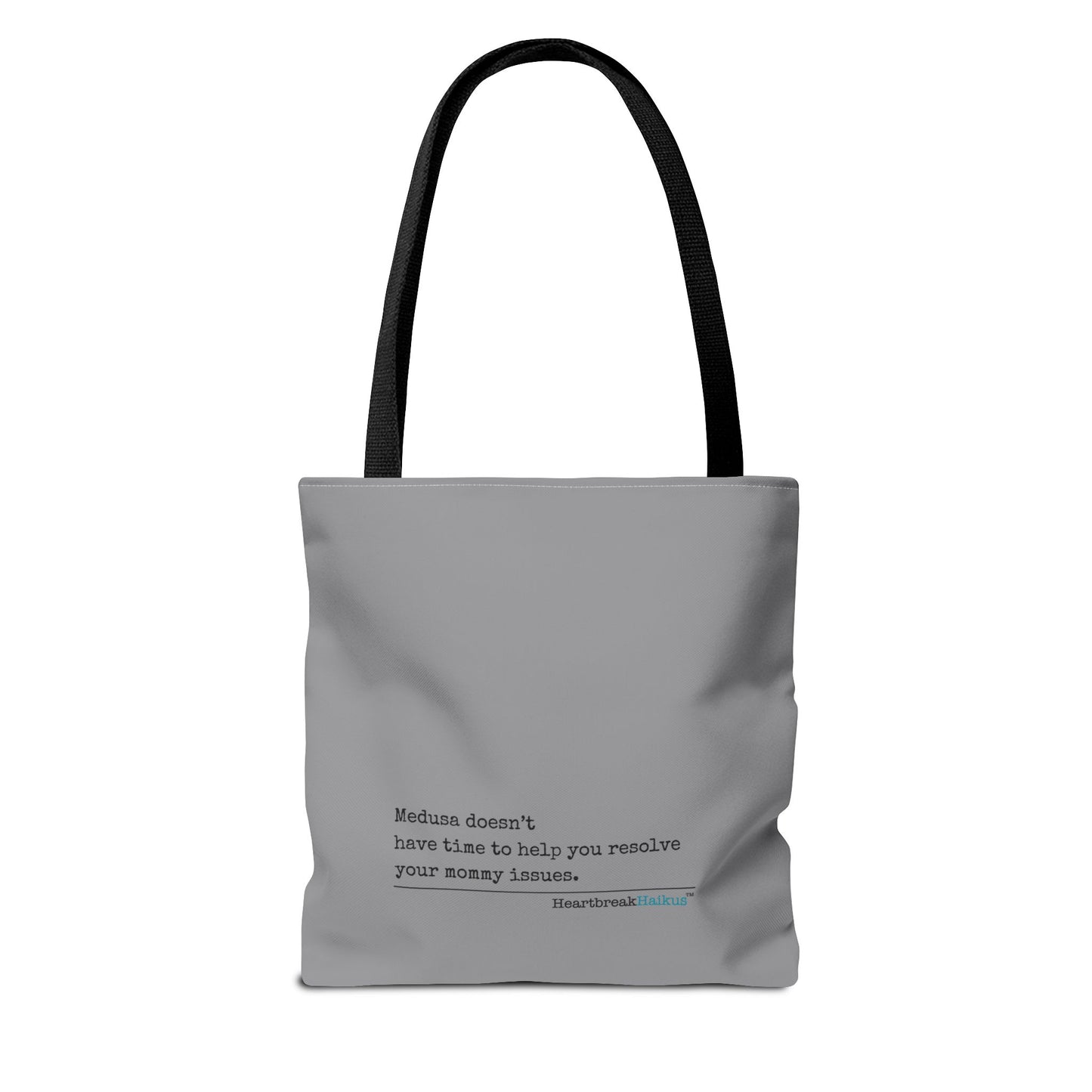 Medusa and Your Mommy Haiku - Tote Bag (Dual-sided print in Stone Grey)