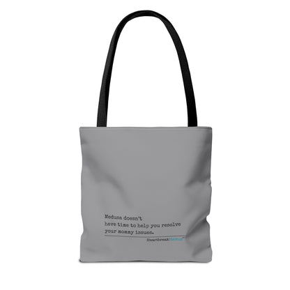 Medusa and Your Mommy Haiku - Tote Bag (Dual-sided print in Stone Grey)