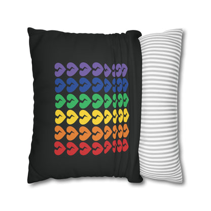 Rainbow Broken Hearts (on Midnight Black) - Faux Suede Square Pillowcase (Only Hearts Collection)