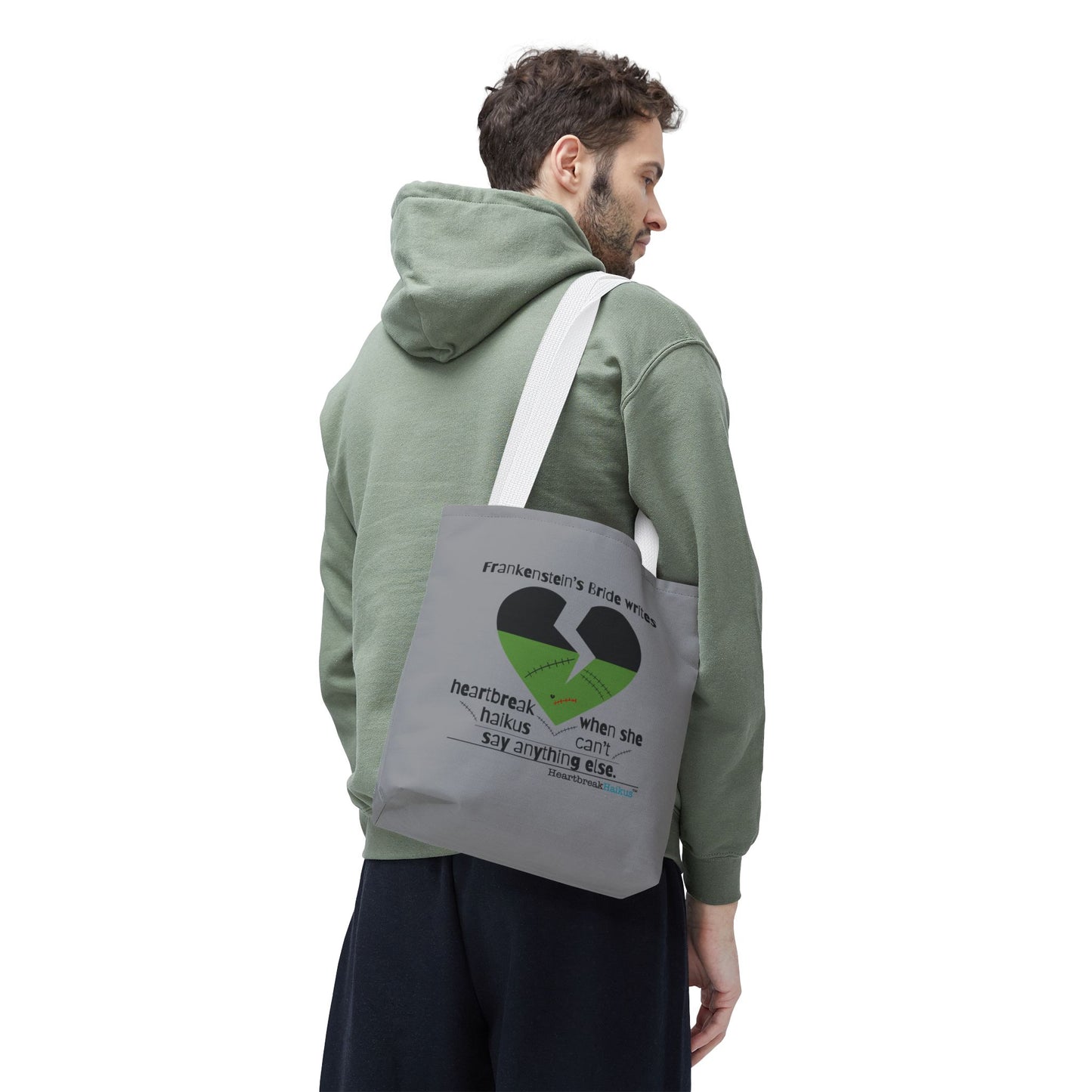 Frankenstein's Bride Writes Heartbreak Haikus - Tote Bag (Dual-sided print in Stone Grey)