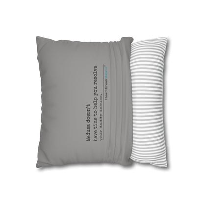 Medusa and Your Daddy Haiku - Faux Suede Square Pillowcase in Stone Grey