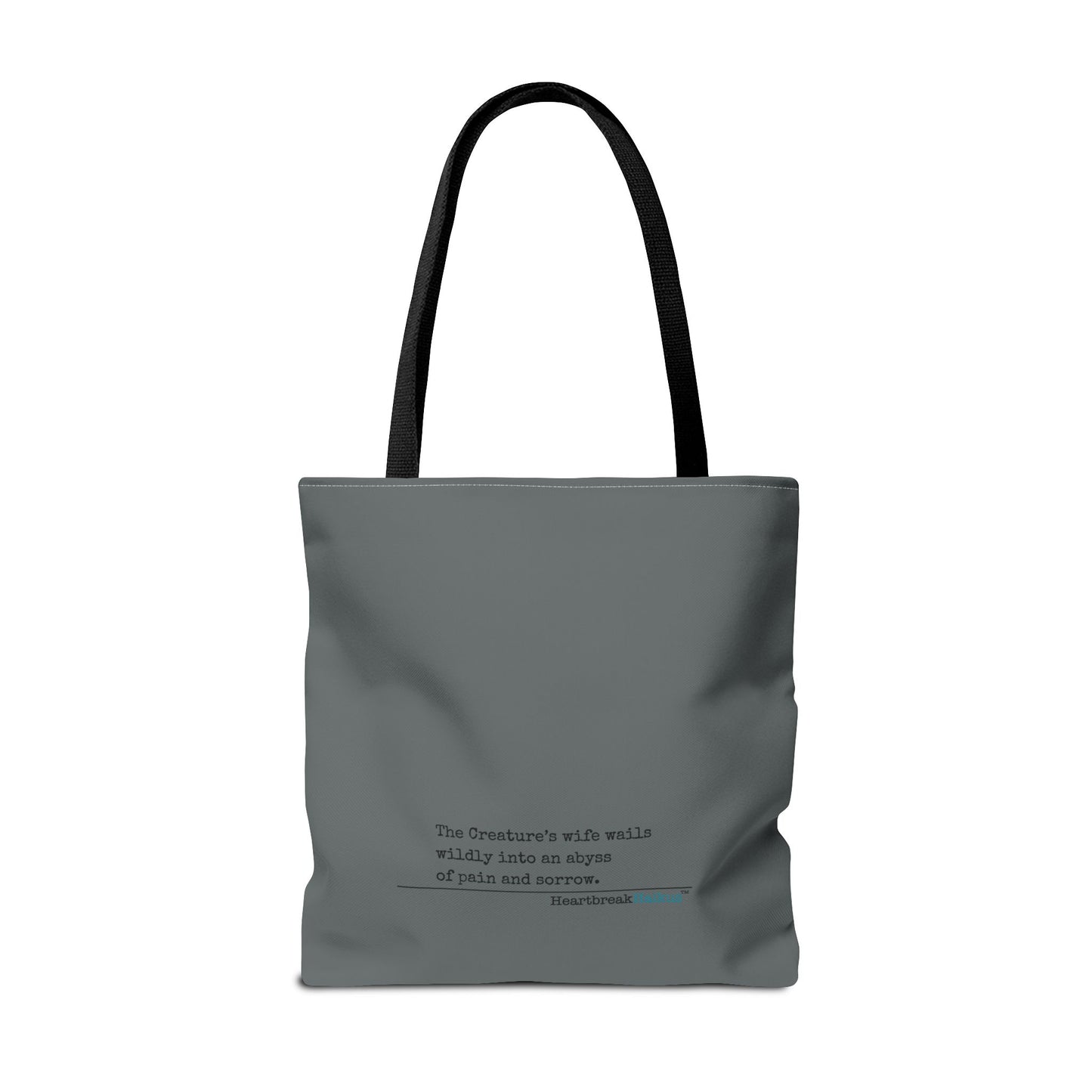 The Creature's Wife Wails Wildly Frankenstein Haiku - Tote Bag (dual-sided print in Slate Grey) - Frankenstein 2025 Makeover