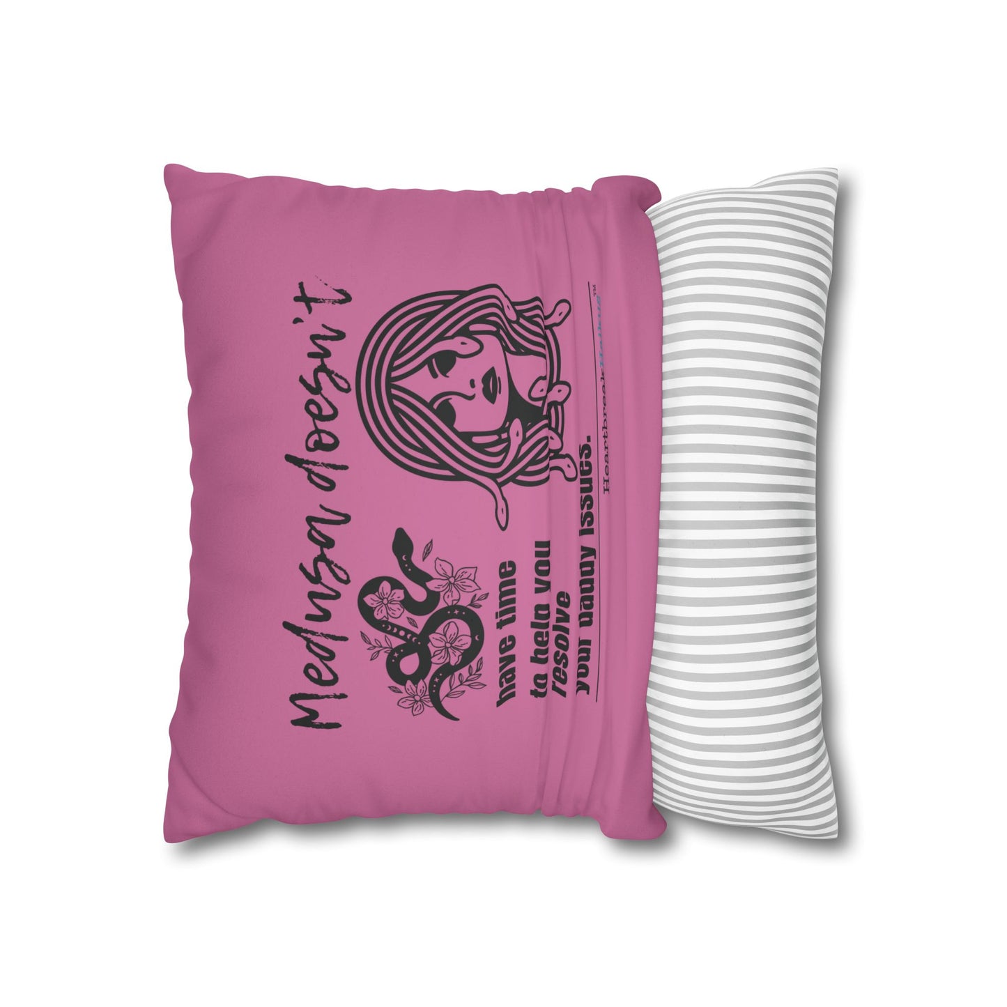 Medusa and Your Daddy Haiku - Faux Suede Square Pillowcase (in Candy Pink)