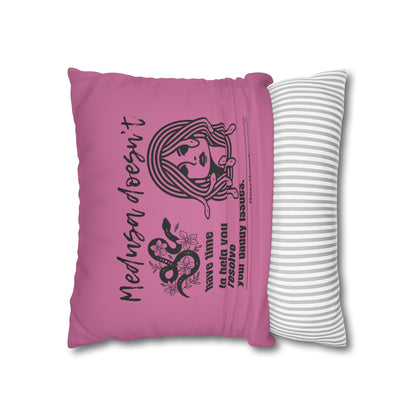 Medusa and Your Daddy Haiku - Faux Suede Square Pillowcase (in Candy Pink)