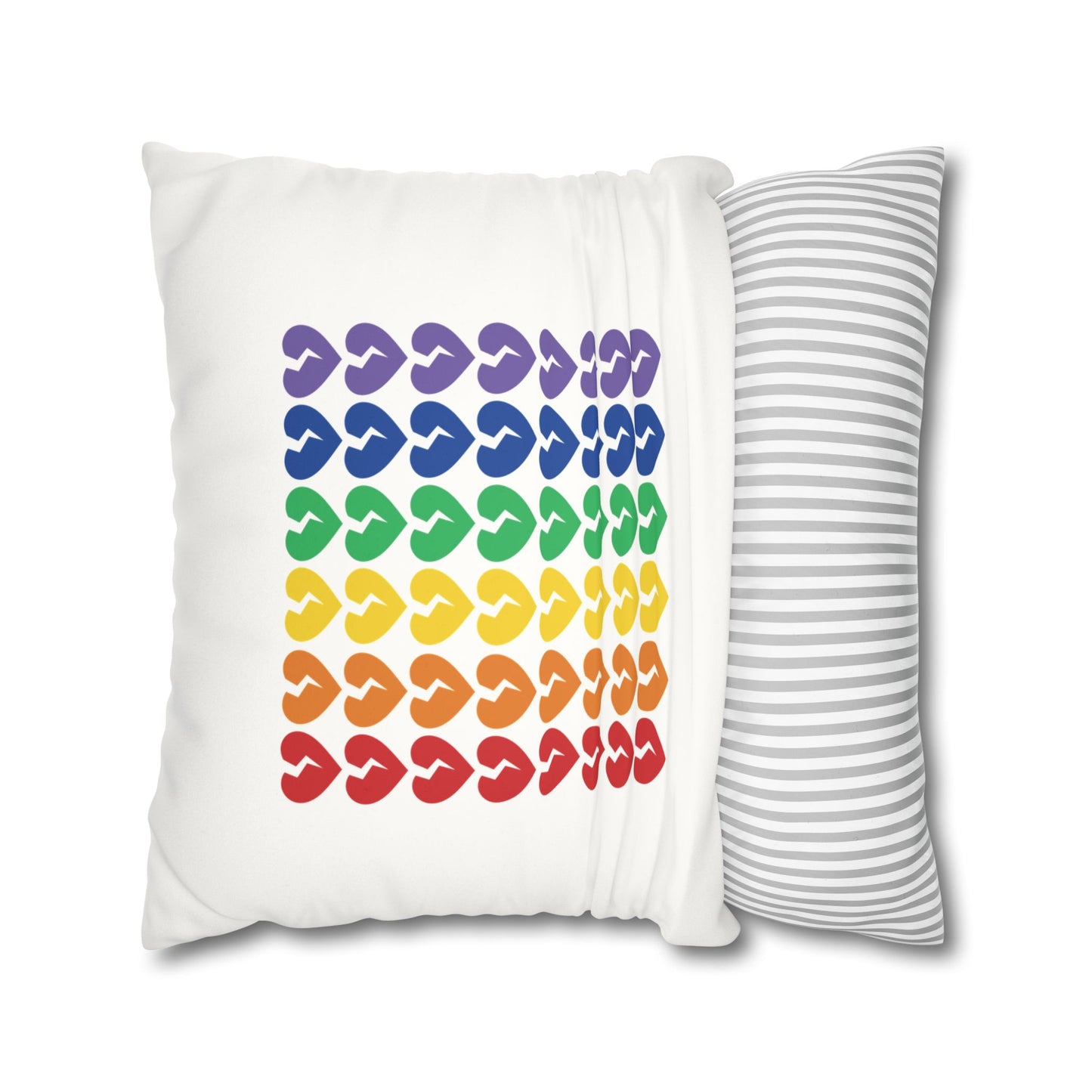 Rainbow Broken Hearts - Faux Suede Square Pillowcase (Only Hearts Collection)