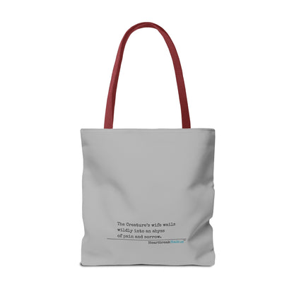 The Creature's Wife Wails Wildly Frankenstein Haiku - Tote Bag (dual-sided print in light grey)