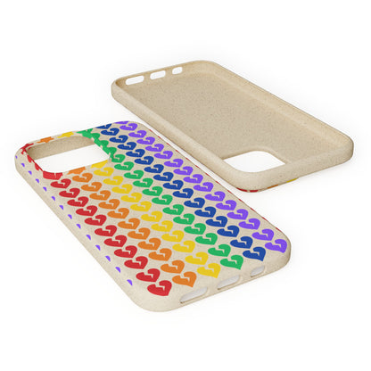 Rainbow Hearts Collection Pattern - Biodegradable Phone Case, Eco-Friendly Phone Cover (Only Hearts Collection)