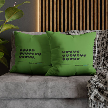 Hieroglyph Heartbreak Haiku - Faux Suede Square Pillowcase (in Wicked Green/Grinch Green)