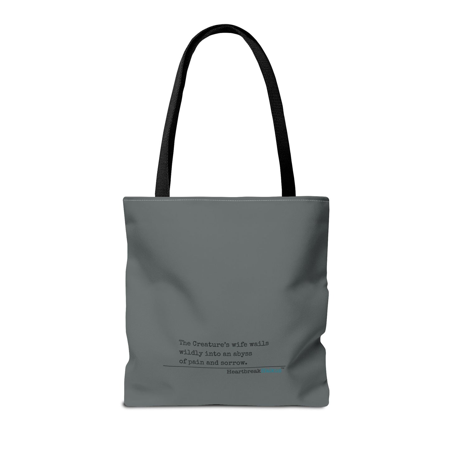 The Creature's Wife Wails Wildly Frankenstein Haiku - Tote Bag (dual-sided print in Slate Grey) - Frankenstein 2025 Makeover