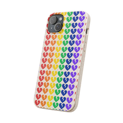 Rainbow Hearts Collection Pattern - Biodegradable Phone Case, Eco-Friendly Phone Cover (Only Hearts Collection)