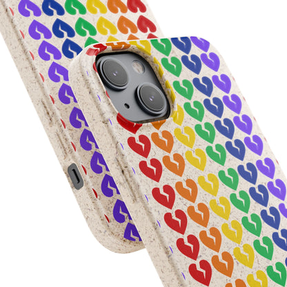 Rainbow Hearts Collection Pattern - Biodegradable Phone Case, Eco-Friendly Phone Cover (Only Hearts Collection)