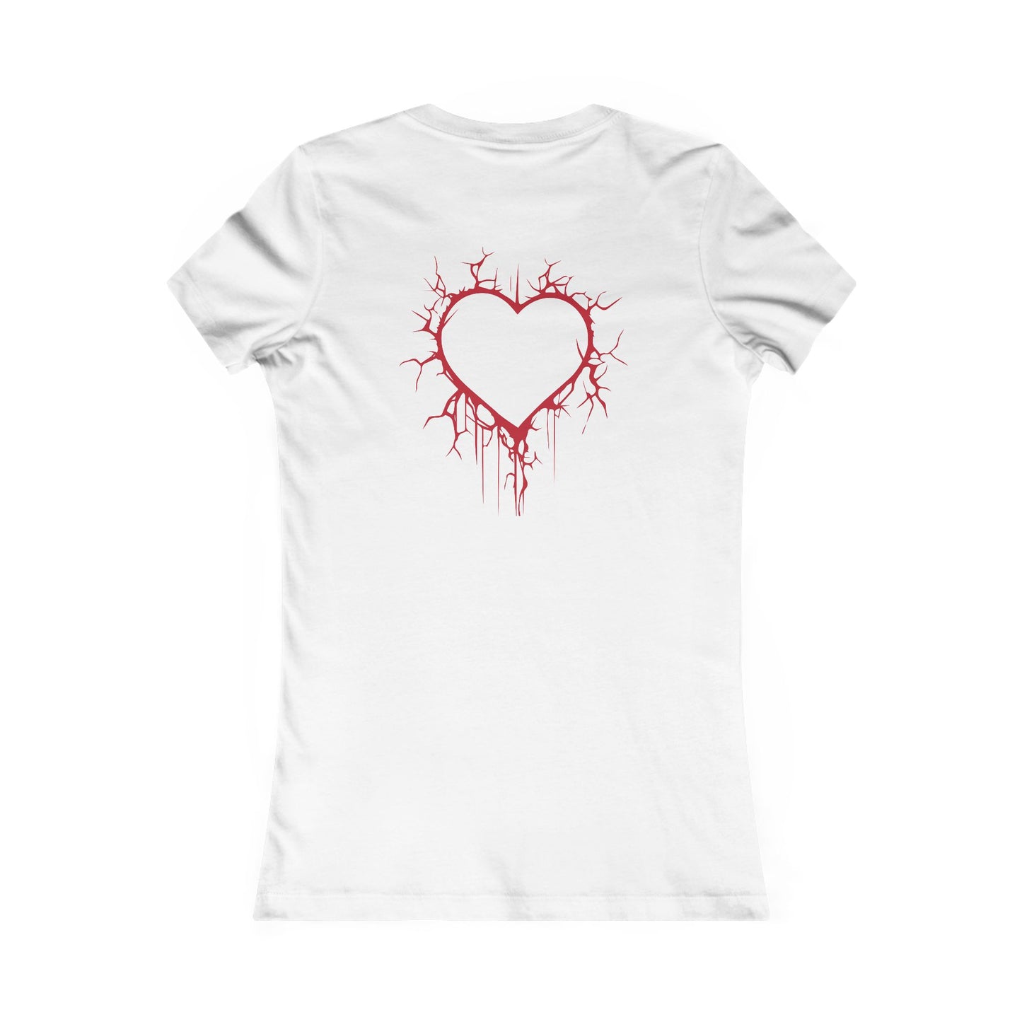 Two Cracked Hollow Hearts Slim-Fit T-Shirt (in Crimson Red)
