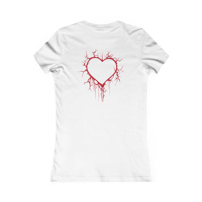 Two Cracked Hollow Hearts Slim-Fit T-Shirt (in Crimson Red)