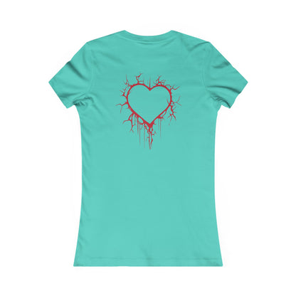 Two Cracked Hollow Hearts Slim-Fit T-Shirt (in Crimson Red)