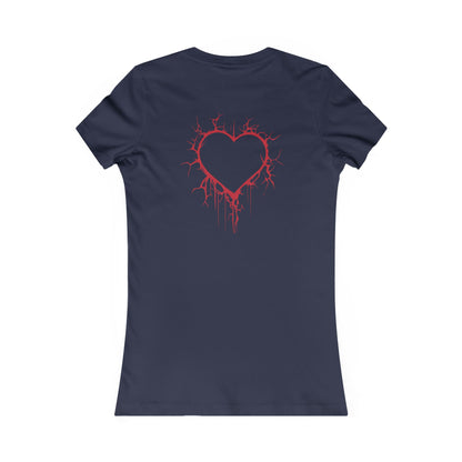 Two Cracked Hollow Hearts Slim-Fit T-Shirt (in Crimson Red)