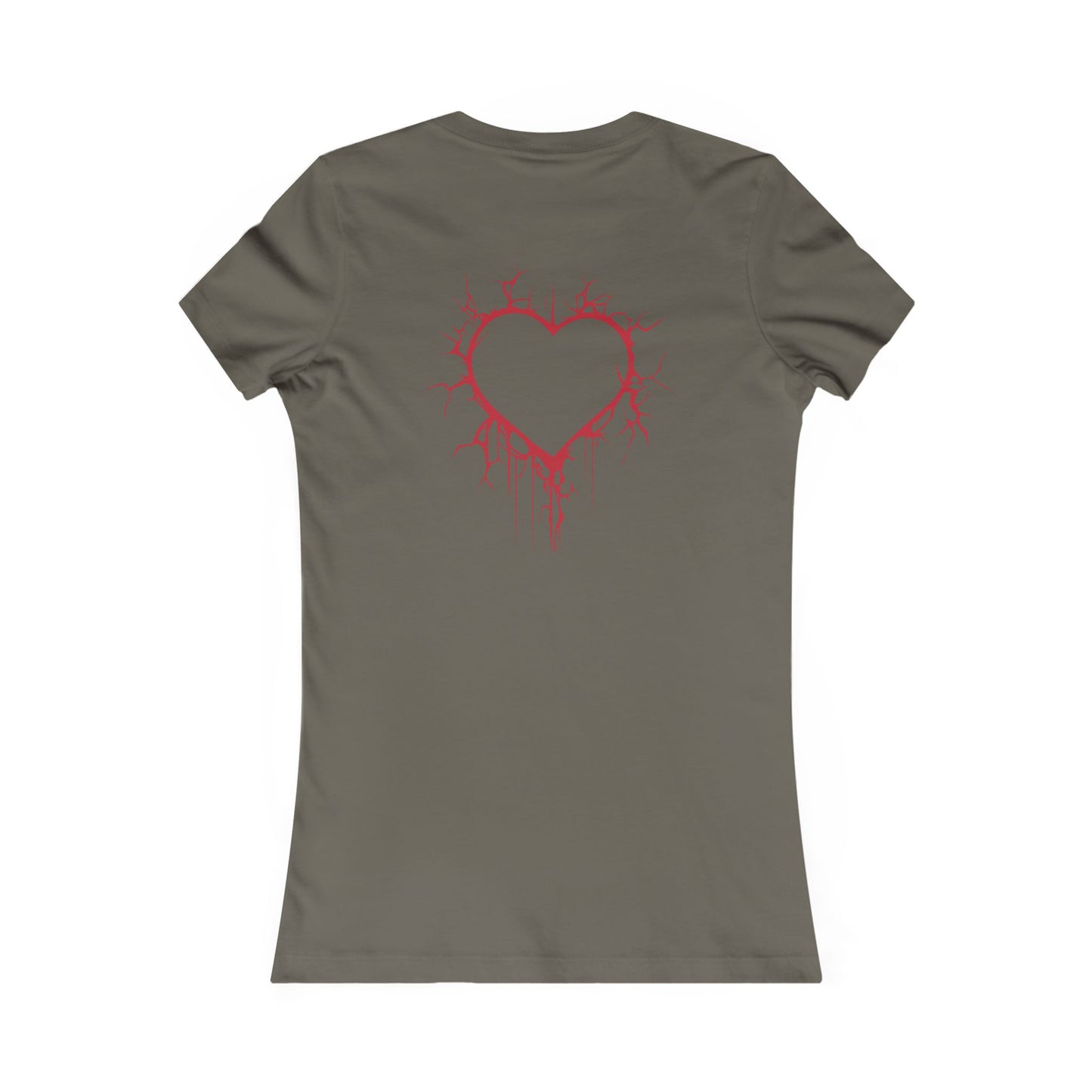 Two Cracked Hollow Hearts Slim-Fit T-Shirt (in Crimson Red)