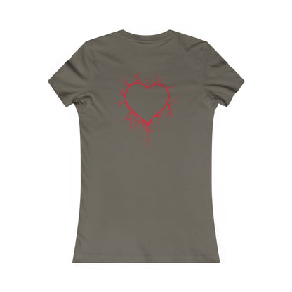 Two Cracked Hollow Hearts Slim-Fit T-Shirt (in Crimson Red)