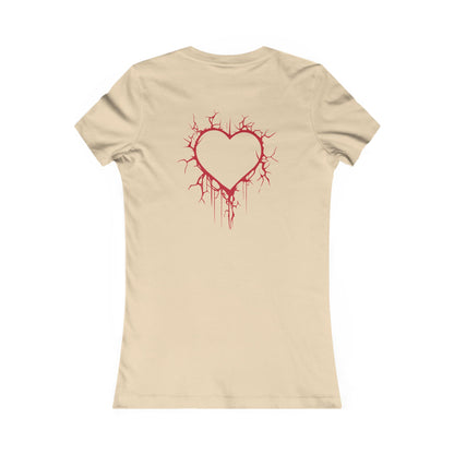 Two Cracked Hollow Hearts Slim-Fit T-Shirt (in Crimson Red)