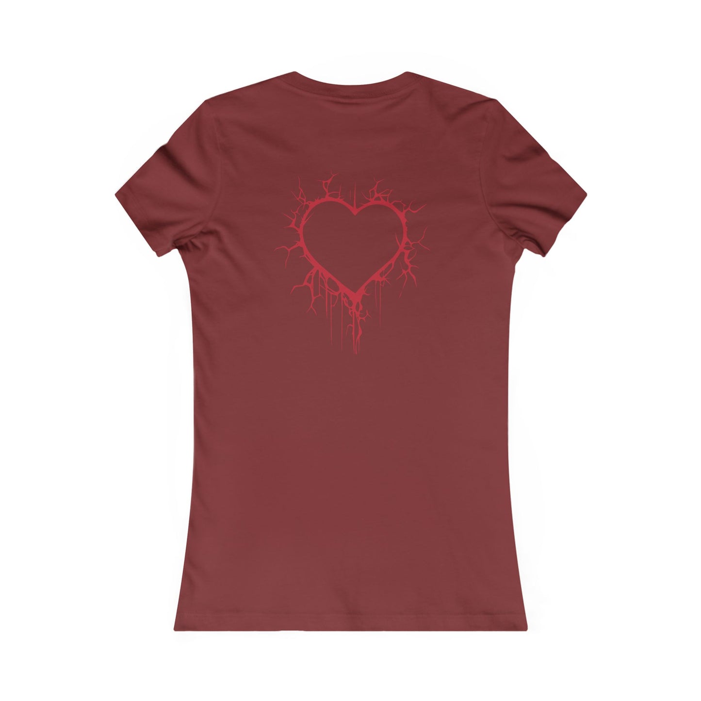 Two Cracked Hollow Hearts Slim-Fit T-Shirt (in Crimson Red)