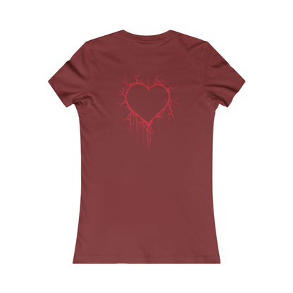 Two Cracked Hollow Hearts Slim-Fit T-Shirt (in Crimson Red)