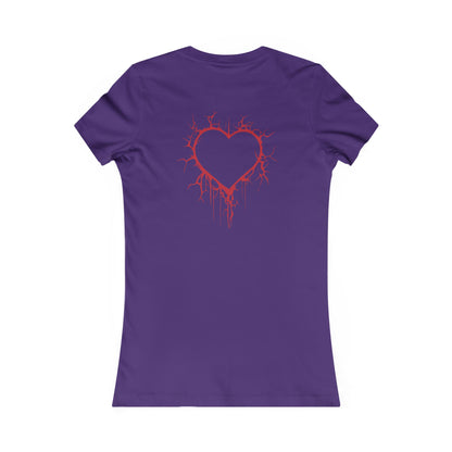Two Cracked Hollow Hearts Slim-Fit T-Shirt (in Crimson Red)