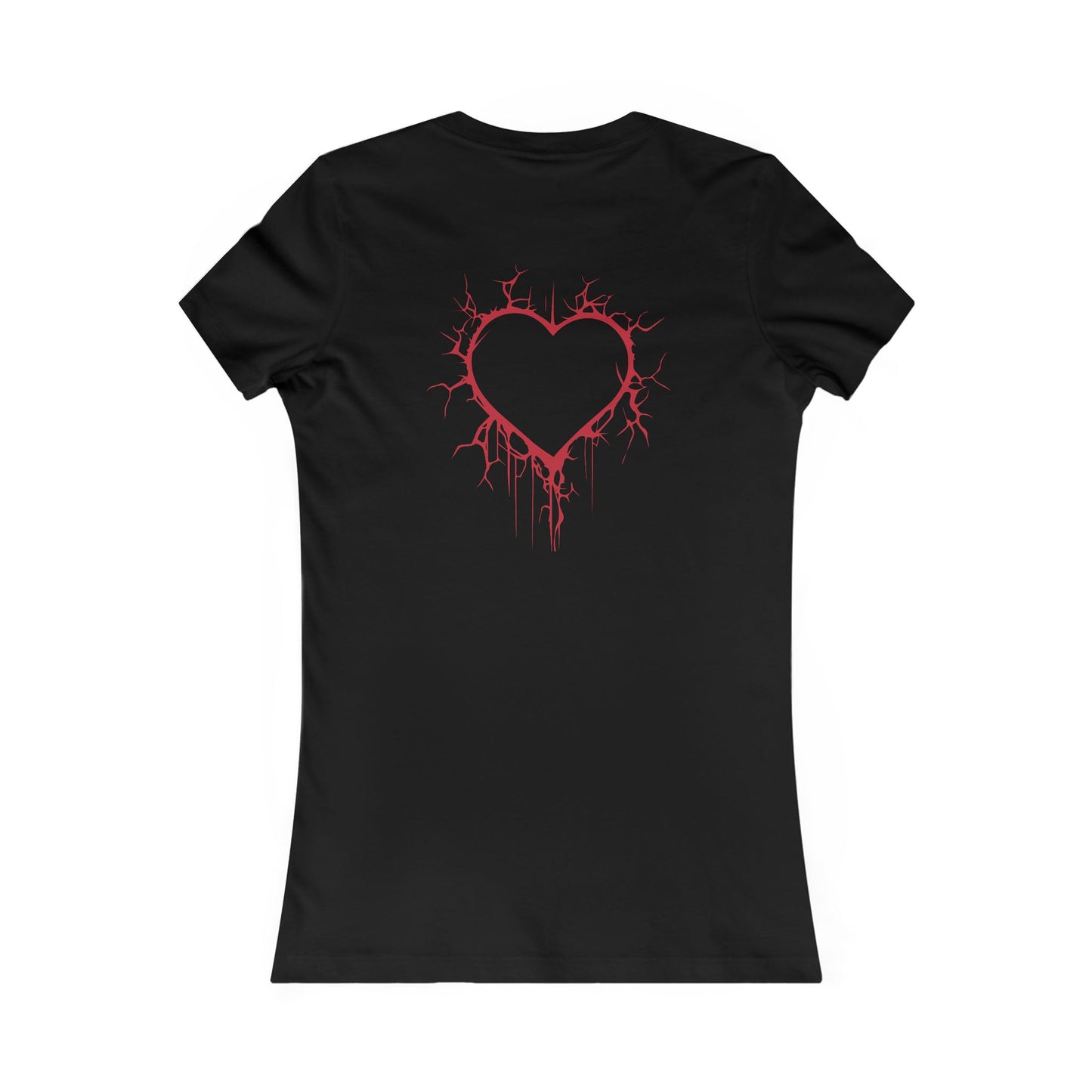 Two Cracked Hollow Hearts Slim-Fit T-Shirt (in Crimson Red)