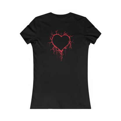 Two Cracked Hollow Hearts Slim-Fit T-Shirt (in Crimson Red)