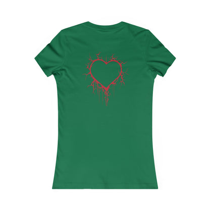 Two Cracked Hollow Hearts Slim-Fit T-Shirt (in Crimson Red)