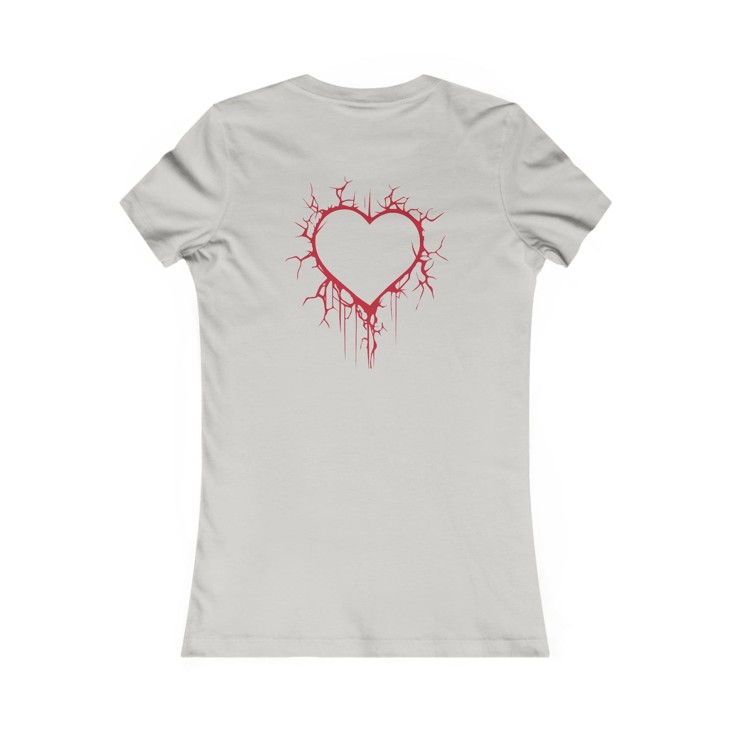 Two Cracked Hollow Hearts Slim-Fit T-Shirt (in Crimson Red)