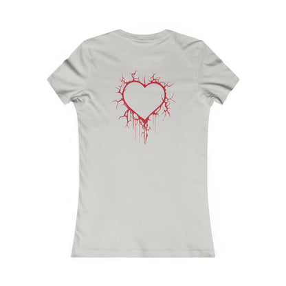 Two Cracked Hollow Hearts Slim-Fit T-Shirt (in Crimson Red)