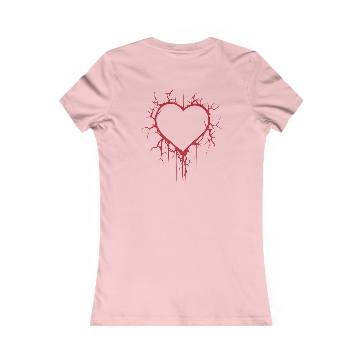 Two Cracked Hollow Hearts Slim-Fit T-Shirt (in Crimson Red)