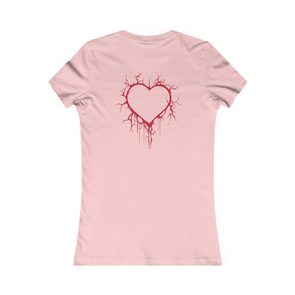 Two Cracked Hollow Hearts Slim-Fit T-Shirt (in Crimson Red)