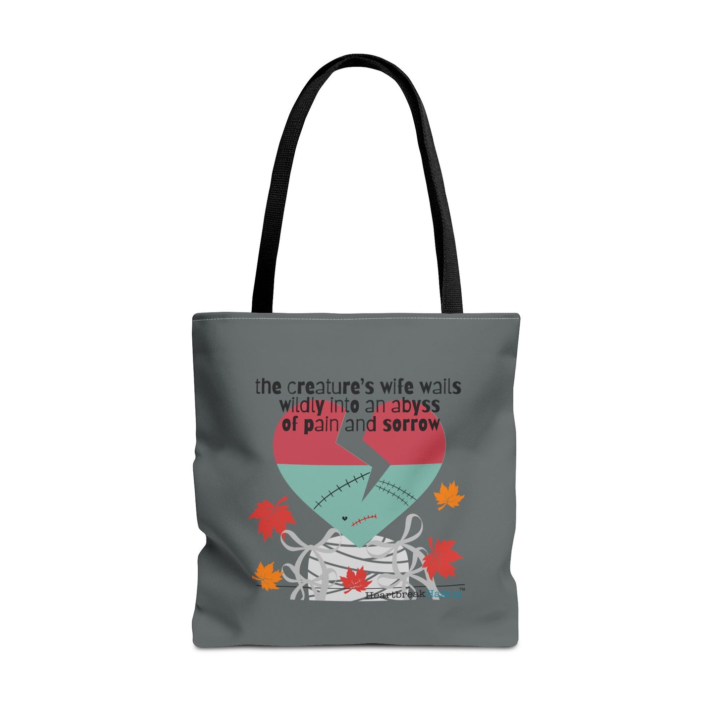 The Creature's Wife Wails Wildly Frankenstein Haiku - Tote Bag (dual-sided print in Slate Grey) - Frankenstein 2025 Makeover