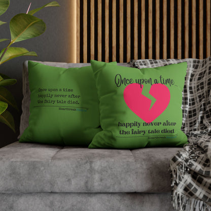 The Fairy Tale Died Haiku - Faux Suede Square Pillowcase (in Wicked Green)