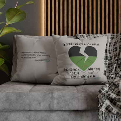 Frankenstein's Bride Writes Heartbreak Haikus - Faux Suede Square Pillowcase (in light grey)