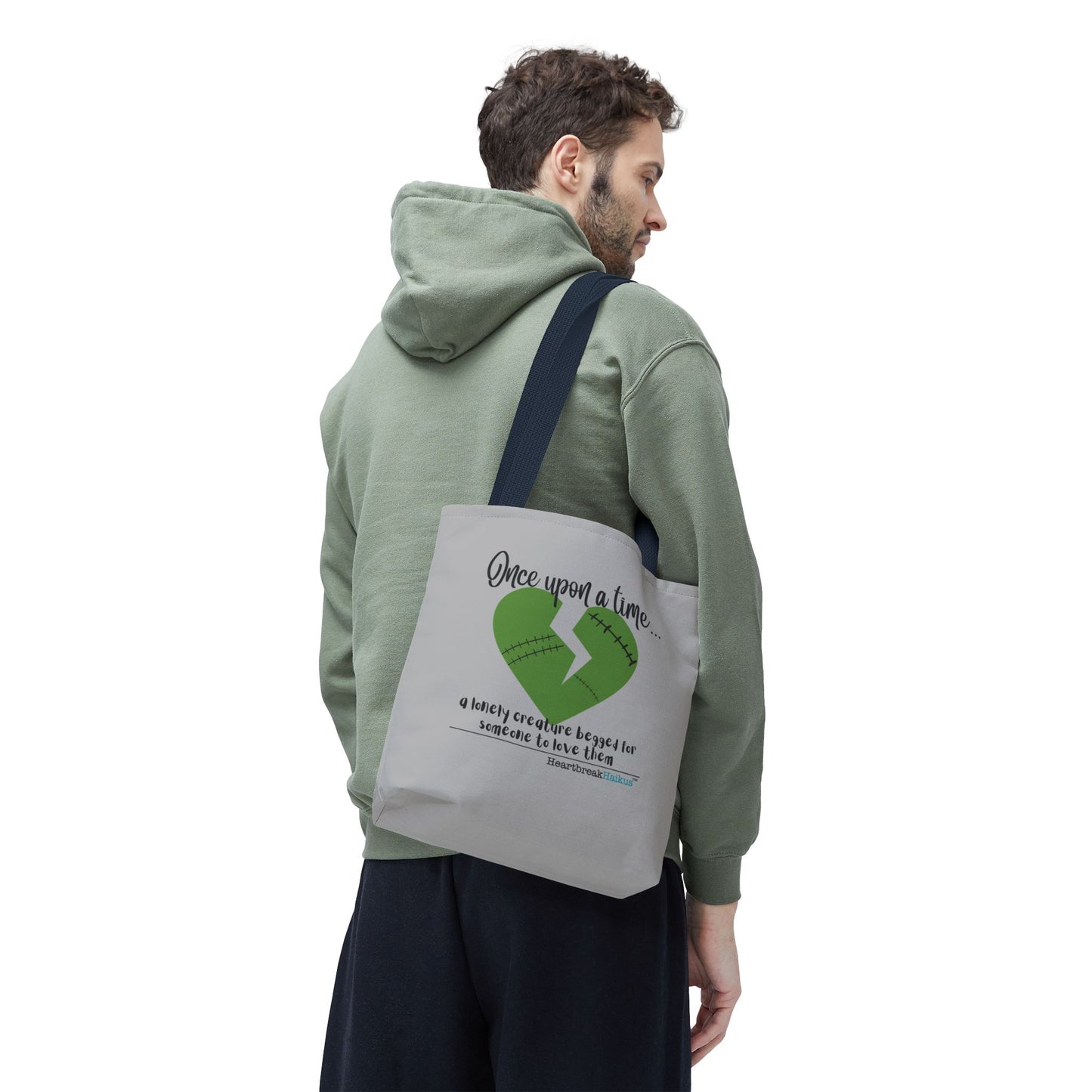 A Lonely Creature Begged Frankenstein Haiku - Tote Bag (Dual-sided print in light grey)