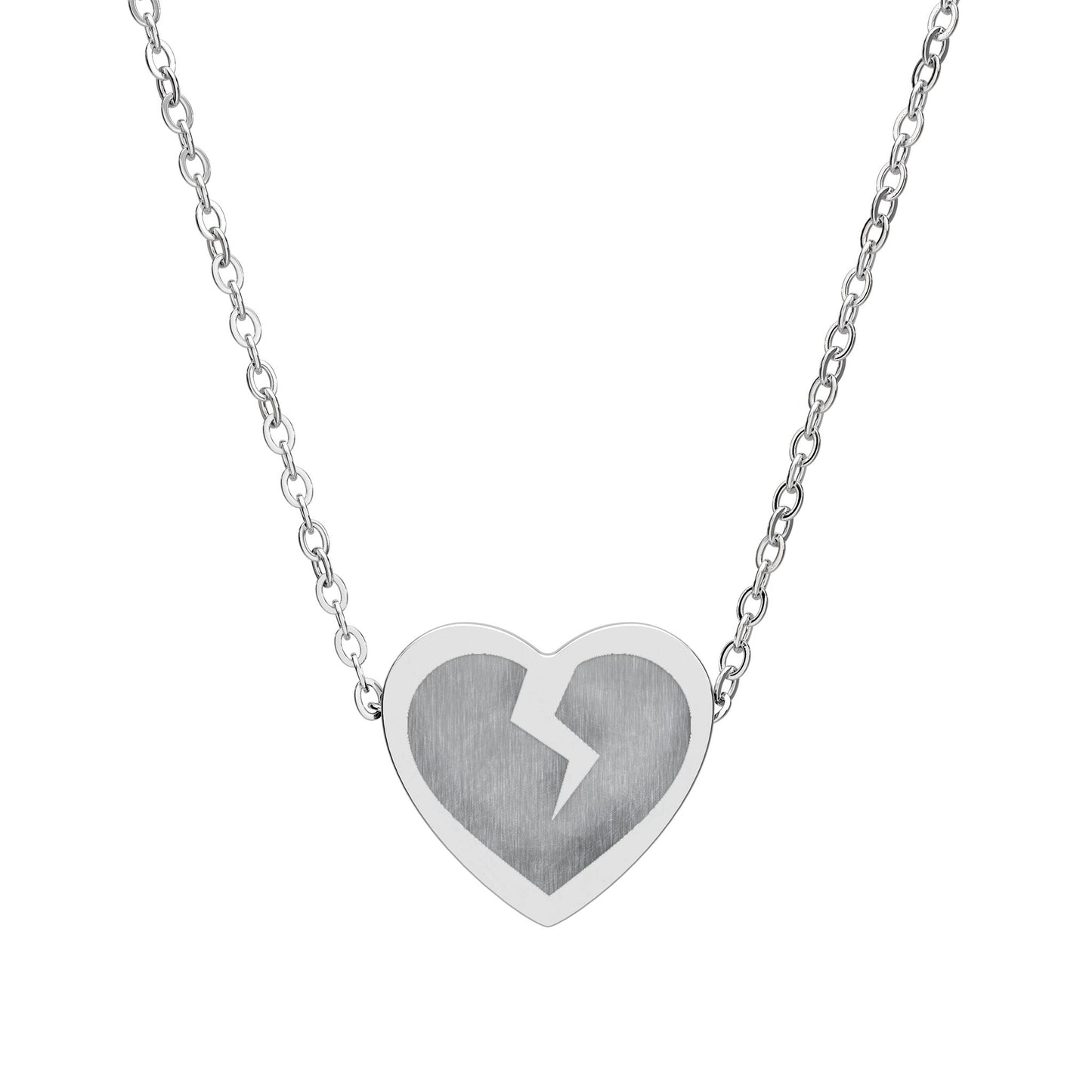 Engraved Broken Heart Necklace — Personalized Heart Pendant (The Only Hearts Collection)