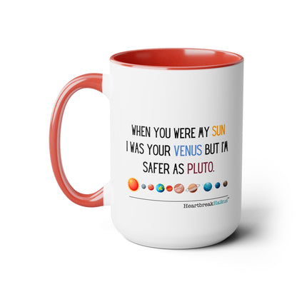 Safer as Pluto - Two-Tone Coffee Mug