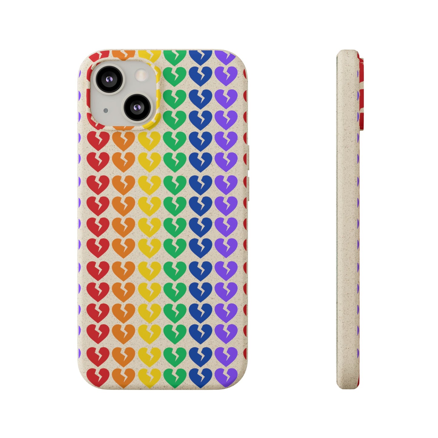 Rainbow Hearts Collection Pattern - Biodegradable Phone Case, Eco-Friendly Phone Cover (Only Hearts Collection)